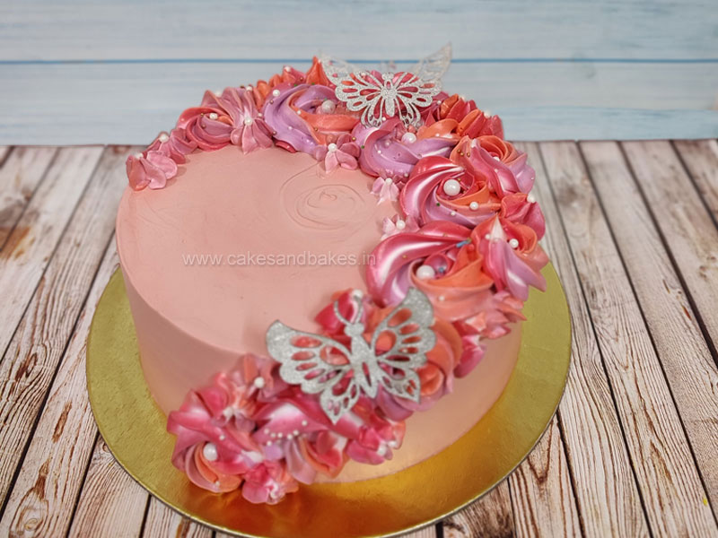 Flower anniversary wishes cake with name editing