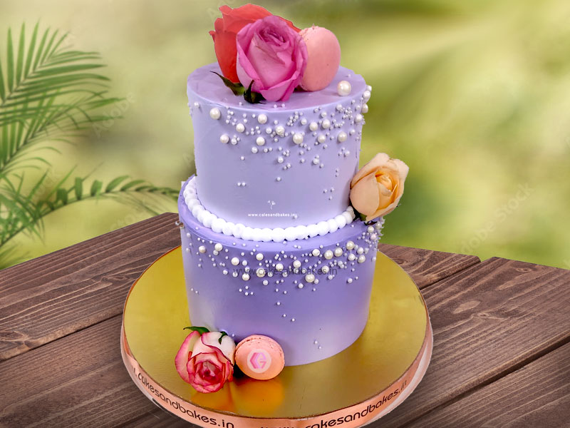 Two tier lavender rose wedding cake - Mel's Amazing Cakes