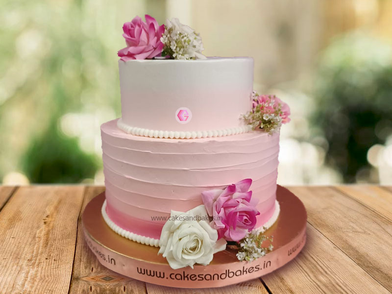 Two Tier Anniversary Theme Designer Cake - Avon Bakers