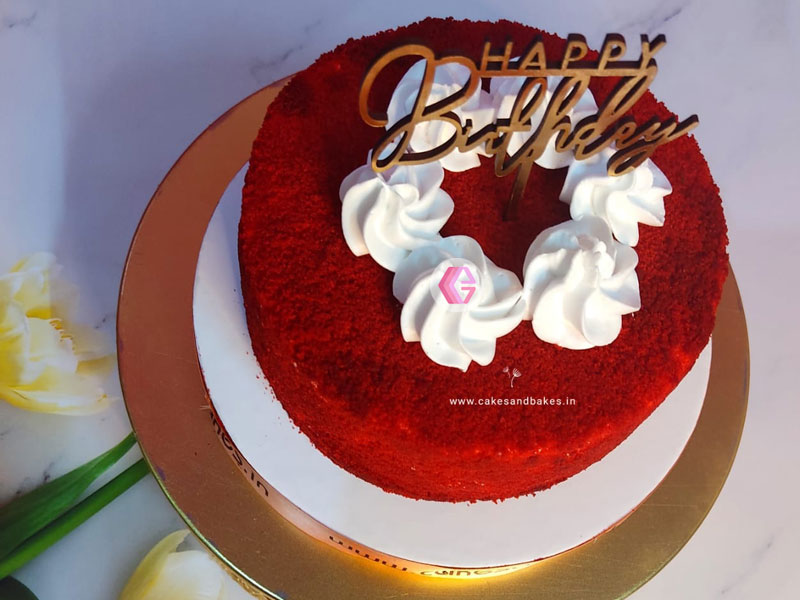 Heart Shape Red Velvet Cake - Luv Flower & Cake