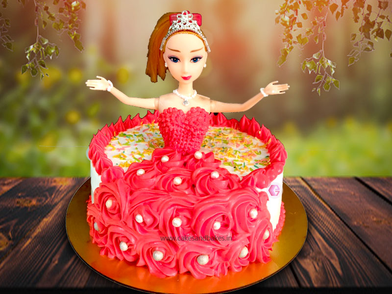 Happy Birthday Cute Doll Cake For Girls With Initial Alphabet
